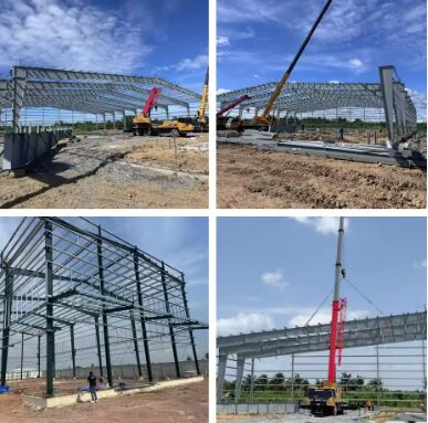 อาคารโลหะทะเลทราย คลังสินค้า บริการวิศวกรรม Hot Dip Galvanizing Prefab Steel Warehouse โครงการกรอบเหล็ก